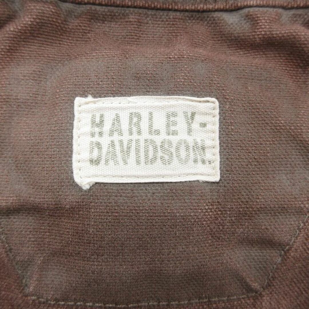 Harley Davidson(ハーレーダビッドソン)のL★古着 ハーレーダビッドソン Harley Davidson 長袖 シャツ メンズ バイク ダック地 コットン 茶 ブラウン 23aug03 中古 トップス メンズのトップス(シャツ)の商品写真