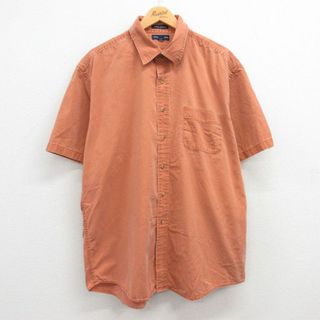 XL★古着 半袖 シャツ メンズ 大きいサイズ コットン オレンジ系 23aug03 中古 トップス(シャツ)