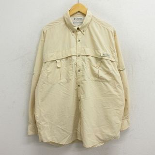 コロンビア(Columbia)のXL★古着 コロンビア COLUMBIA 長袖 フィッシング シャツ メンズ 00年代 00s ロング丈 ボタンダウン 薄黄 イエロー 23aug03 中古 トップス(シャツ)