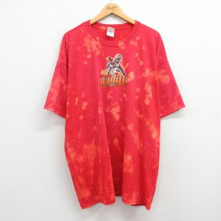 XL★古着 半袖 ビンテージ Tシャツ メンズ 00年代 00s バイク TOYOTA 大きいサイズ コットン クルーネック 赤 レッド ブリーチ加工 23aug02 中古(Tシャツ/カットソー(半袖/袖なし))