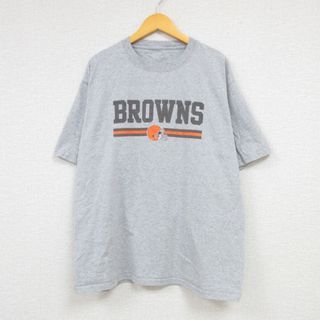 XL★古着 半袖 Tシャツ メンズ NFL クリーブランドブラウンズ クルーネック 薄グレー 霜降り アメフト スーパーボウル 23aug03 中古(Tシャツ/カットソー(半袖/袖なし))