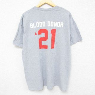 XL★古着 半袖 Tシャツ メンズ アメリカ赤十字社 レッド クルーネック グレー 霜降り 23aug04 中古(Tシャツ/カットソー(半袖/袖なし))