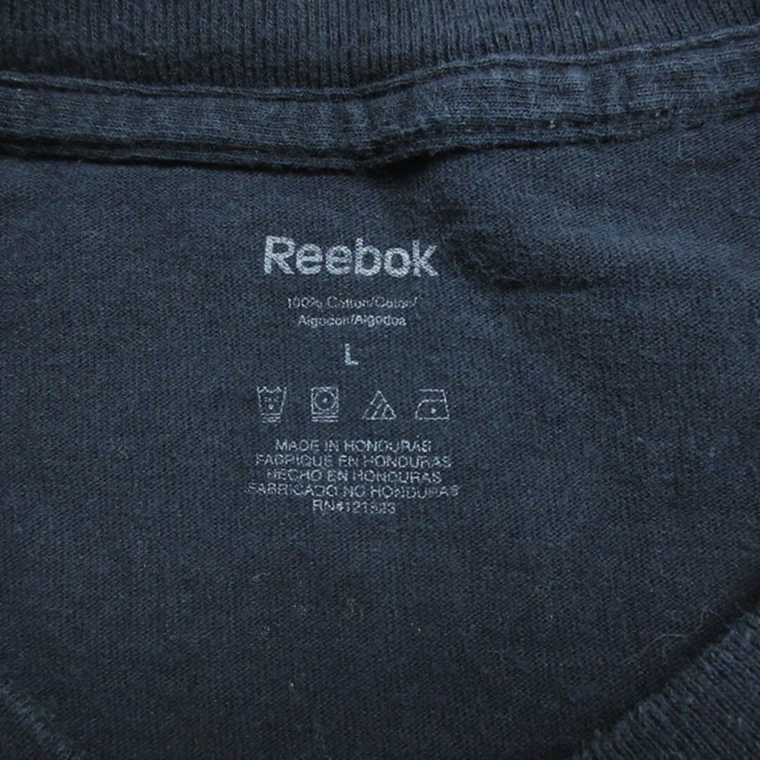 Reebok(リーボック)のL★古着 リーボック REEBOK 半袖 ブランド Tシャツ メンズ ピッツバーグ コットン クルーネック 黒 ブラック 23aug01 中古 メンズのトップス(Tシャツ/カットソー(半袖/袖なし))の商品写真