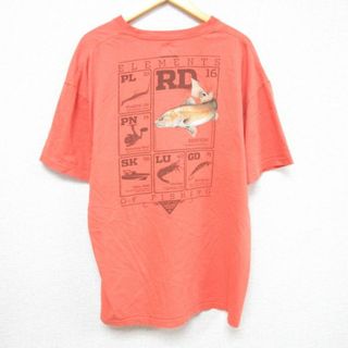 コロンビア(Columbia)のXL★古着 コロンビア COLUMBIA Columbia 半袖 ブランド Tシャツ メンズ 魚 大きいサイズ コットン クルーネック オレンジ 23aug03 中古(Tシャツ/カットソー(半袖/袖なし))