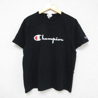 チャンピオン(Champion)のL★古着 チャンピオン Champion 半袖 ブランド Tシャツ メンズ ビッグロゴ コットン クルーネック 黒 ブラック 23aug04 中古(Tシャツ/カットソー(半袖/袖なし))