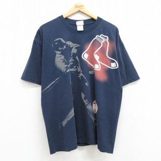 リー(Lee)のXL★古着 リー Lee 半袖 ビンテージ Tシャツ メンズ 00年代 00s MLB ボストンレッドソックス 大きいサイズ コットン クルーネック 紺 ネイビー メジャーリーグ ベースボール 野球 23aug01 中古(Tシャツ/カットソー(半袖/袖なし))