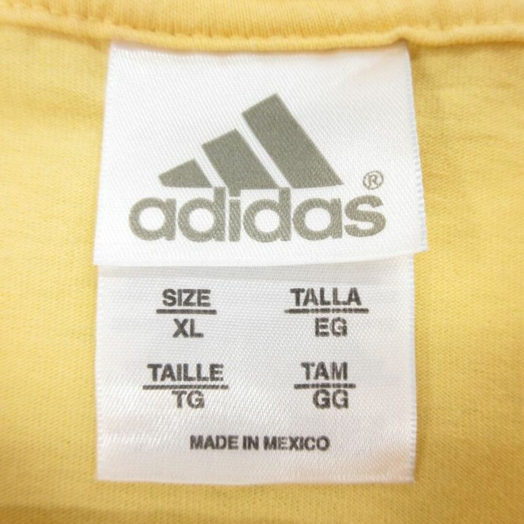 adidas(アディダス)のL★古着 アディダス adidas 半袖 ビンテージ Tシャツ メンズ 00年代 00s ワンポイントロゴ コットン クルーネック 黄 イエロー 23aug01 中古 メンズのトップス(Tシャツ/カットソー(半袖/袖なし))の商品写真