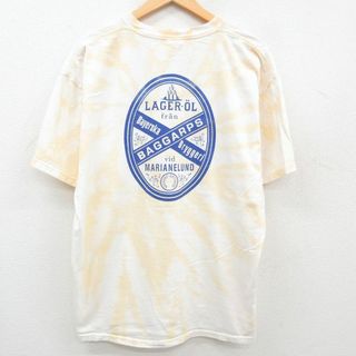 XL★古着 半袖 ビンテージ Tシャツ メンズ 00年代 00s NELSON 星条旗 大きいサイズ コットン クルーネック 黄 イエロー ブリーチ加工 23aug03 中古(Tシャツ/カットソー(半袖/袖なし))