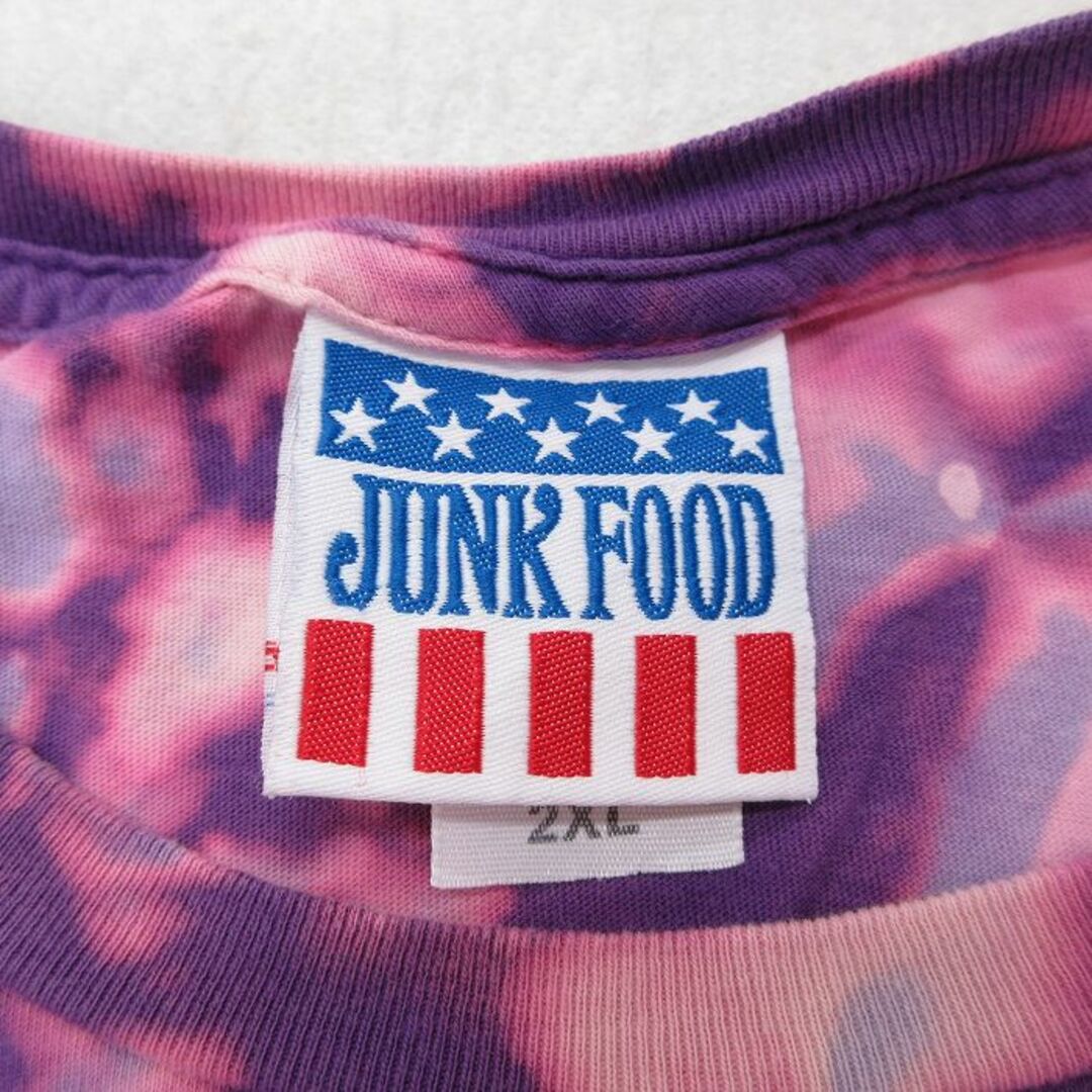 JUNK FOOD(ジャンクフード)のXL★古着 ジャンクフード JUNK FOOD 半袖 ビンテージ Tシャツ メンズ 00年代 00s NFL ミネソタバイキングス 大きいサイズ コットン クルーネック USA製 紫 パープル ブリーチ加工 アメフト スーパーボウル 23aug03 中古 メンズのトップス(Tシャツ/カットソー(半袖/袖なし))の商品写真