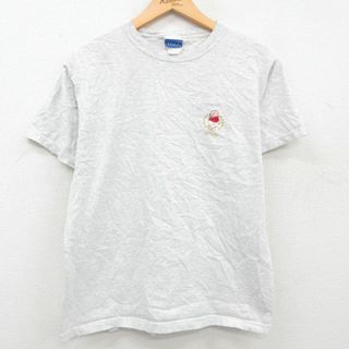 ディズニー(Disney)のL★古着 半袖 ビンテージ Tシャツ メンズ 90年代 90s ディズニー DISNEY くまのプーさん コットン クルーネック USA製 薄グレー 霜降り 23aug03 中古(Tシャツ/カットソー(半袖/袖なし))