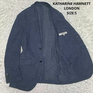 キャサリンハムネット(KATHARINE HAMNETT)の春夏素材 キャサリンハムネット リネン混 メランジ アンコンジャケット ネイビー(テーラードジャケット)