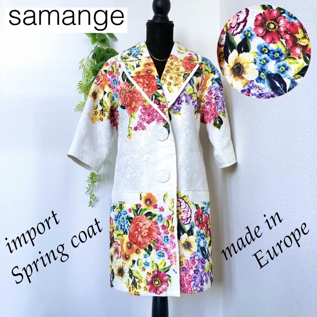 VINTAGE(ヴィンテージ)のsamange ゴブラン 総柄 花柄 高級 インポート アート スプリングコート レディースのジャケット/アウター(スプリングコート)の商品写真