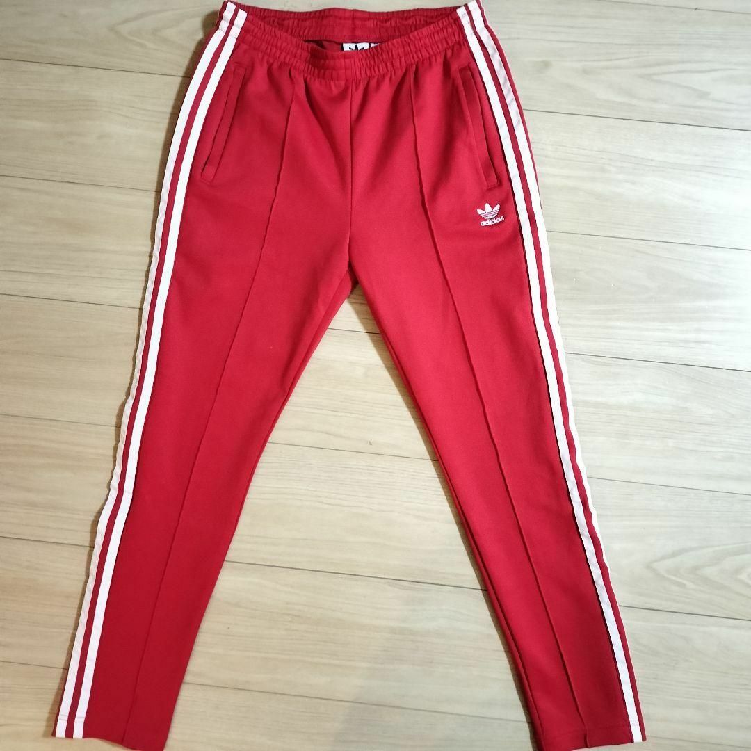 Originals（adidas）(オリジナルス)のアディダス 赤 スーパースター トラックパンツ ジャージ 女性XL スリムP レディースのパンツ(その他)の商品写真