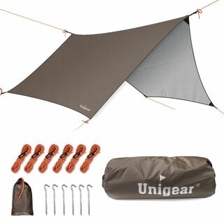 【色: ブラウン】Unigear 防水タープ ヘキサ 紫外線対策 UVカット 撥(テント/タープ)