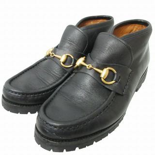 グッチ(Gucci)のグッチ ホースビットモカシンブーツ ローファー 黒 36 23㎝ IBO48(ローファー/革靴)