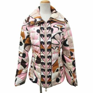 エミリオプッチ(EMILIO PUCCI)のエミリオプッチ 中綿ジャケット ブルゾン 総柄 ピンク 42 約XL IBO48(ブルゾン)