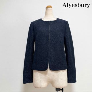 アリスバーリー(Aylesbury)のAylesbury ウール混ノーカラージャケット ネイビー 仕事 セレモニー(ノーカラージャケット)