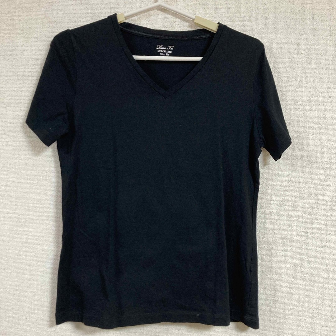 GU(ジーユー)のGUV字Tシャツ・L・ブラック メンズのトップス(Tシャツ/カットソー(半袖/袖なし))の商品写真