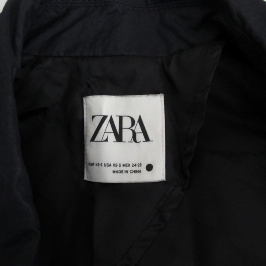 ZARA(ザラ)のザラ ZARA トレンチコート ジャケット ロング丈 紺 ネイビー XS-S レディースのジャケット/アウター(トレンチコート)の商品写真