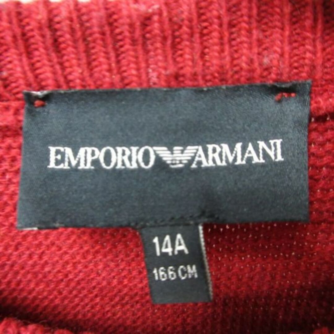 Emporio Armani(エンポリオアルマーニ)のエンポリオアルマーニ カシミヤ混 ニット セーター レッド×グレー 14A 約S メンズのトップス(ニット/セーター)の商品写真