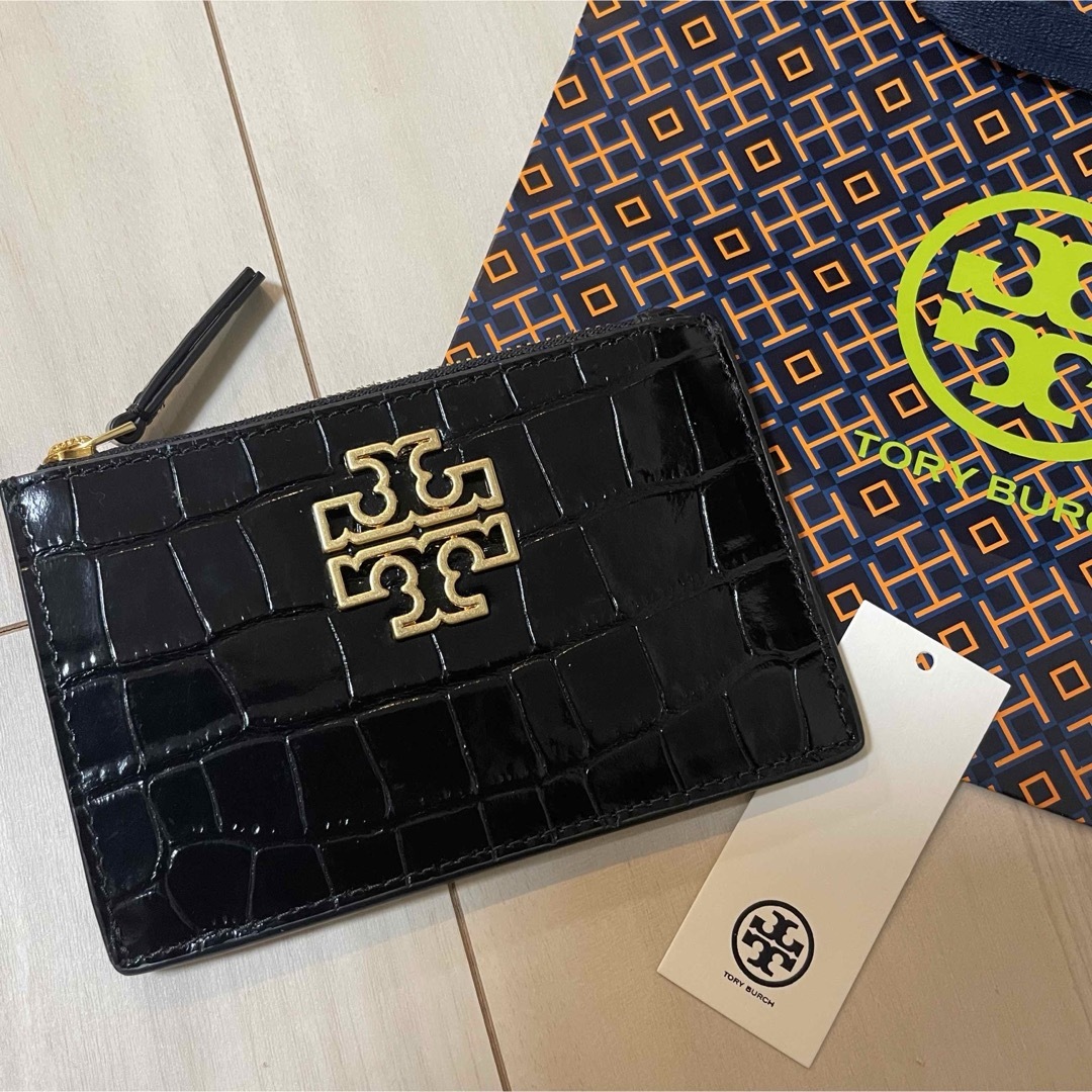 Tory Burch(トリーバーチ)のトリーバーチ　クロコダイル　エンボスレザー　コインケース　カードケース　黒 レディースのファッション小物(コインケース)の商品写真