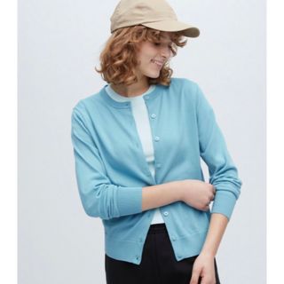 ユニクロ(UNIQLO)のユニクロ UNIQLO UVカットクルーネックカーディガン 新品タグ付(カーディガン)