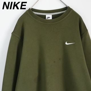 ナイキ(NIKE)の【2XLサイズ】ナイキ／スウェット　刺繍ロゴ　スモールスウォッシュ　緑系　裏起毛(スウェット)