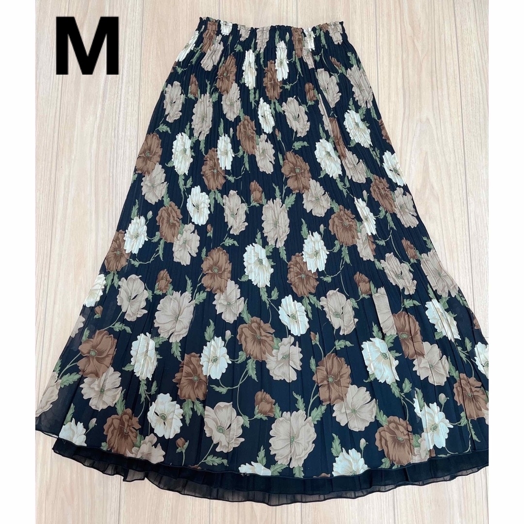 美品　リバーシブル　花柄　プリーツスカート　ロングスカート レディースのスカート(ロングスカート)の商品写真