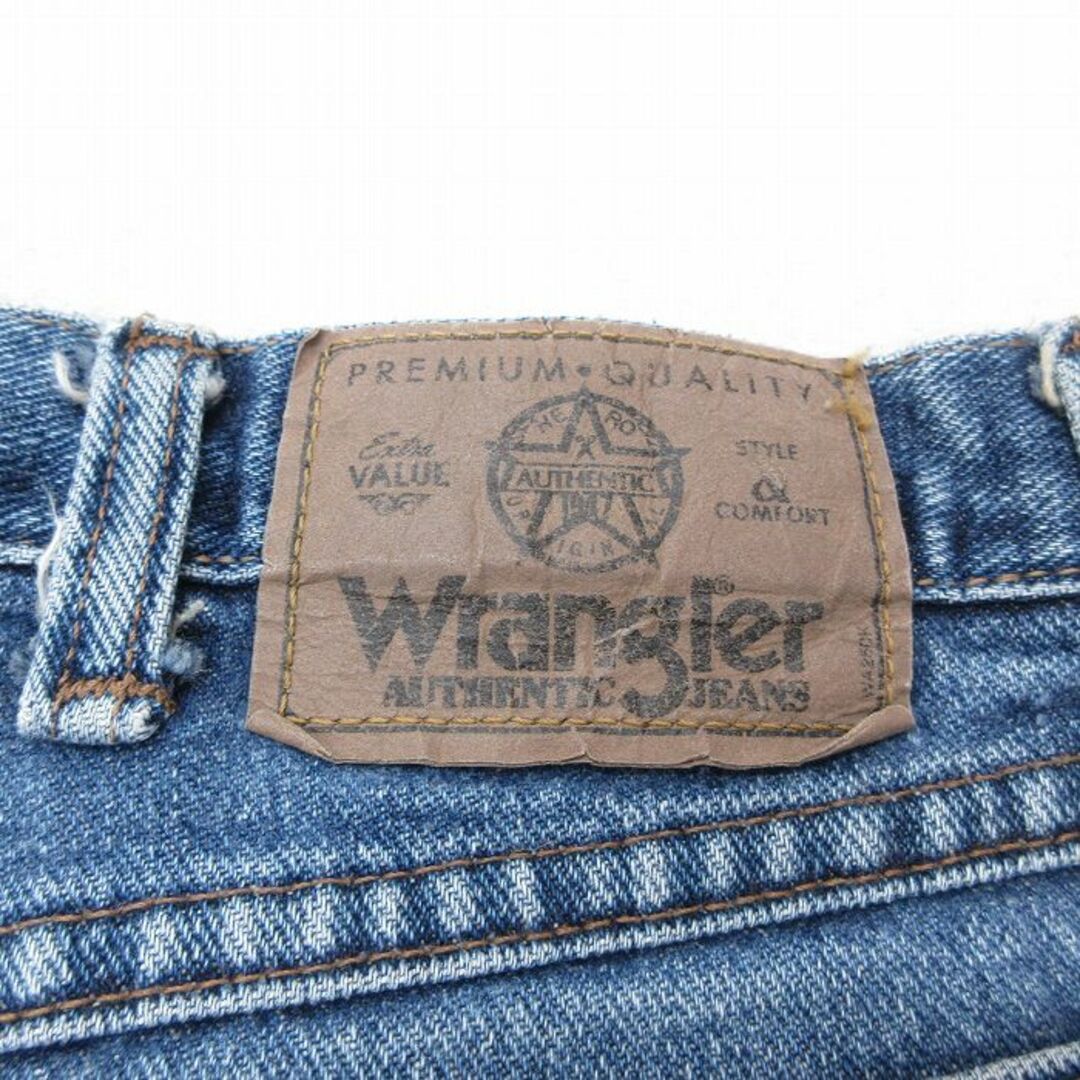 Wrangler(ラングラー)のW34★古着 ラングラー Wrangler ジーンズ メンズ 90年代 90s ヒゲ テーパード コットン USA製 紺 ネイビー デニム 23aug07 中古 ボトムス ジーパン Gパン ロング パンツ メンズのパンツ(ワークパンツ/カーゴパンツ)の商品写真