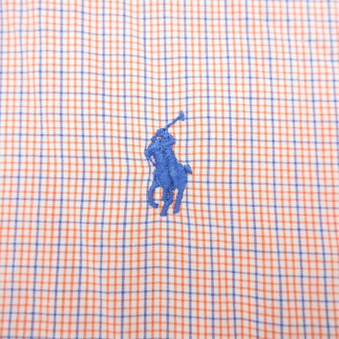 Ralph Lauren(ラルフローレン)のXL★古着 ラルフローレン Ralph Lauren 長袖 ブランド シャツ メンズ 90年代 90s ワンポイントロゴ BLAKE 大きいサイズ コットン ボタンダウン オレンジ他 チェック 23aug09 中古 トップス メンズのトップス(シャツ)の商品写真