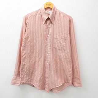 M★古着 バンヒューセン 長袖 シャツ メンズ 70年代 70s ボタンダウン ピンク系他 23aug08 中古 トップス(シャツ)