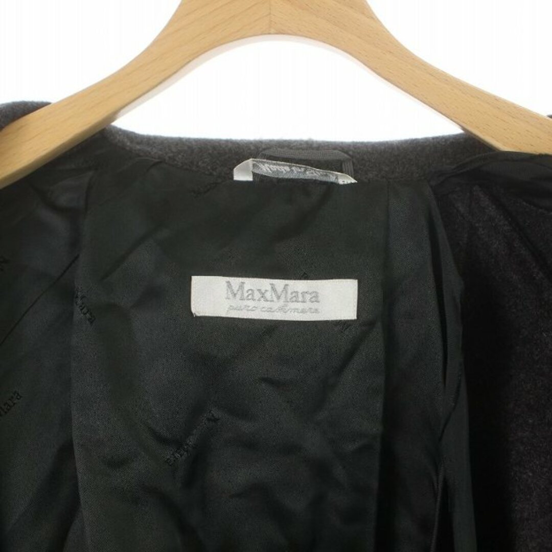 Max Mara(マックスマーラ)のマックスマーラ ファーカラーコート ロング ダブル カシミヤ M グレー 茶 レディースのジャケット/アウター(その他)の商品写真