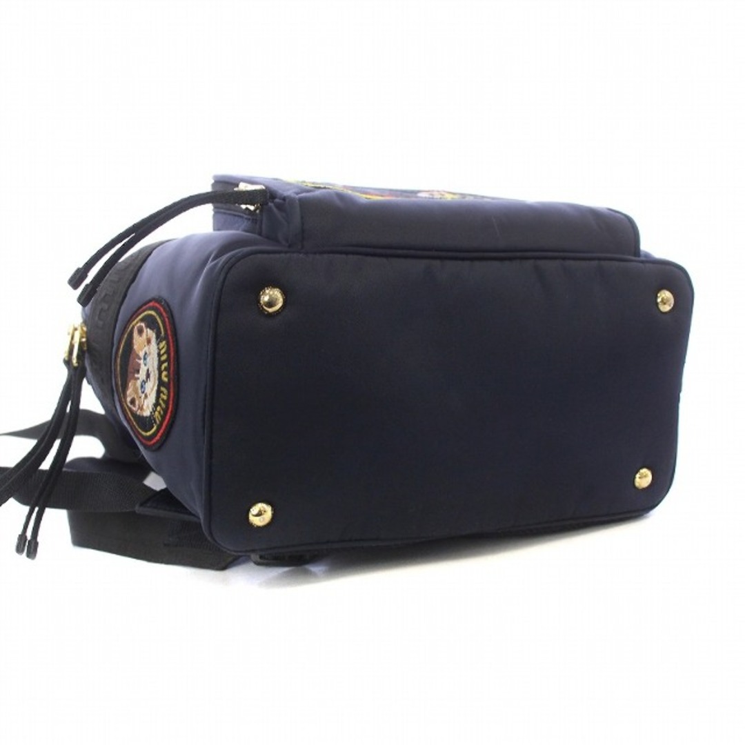 miumiu(ミュウミュウ)のミュウミュウ リュック バックパック キャットエンブロイダリー ワッペン 紺 レディースのバッグ(リュック/バックパック)の商品写真