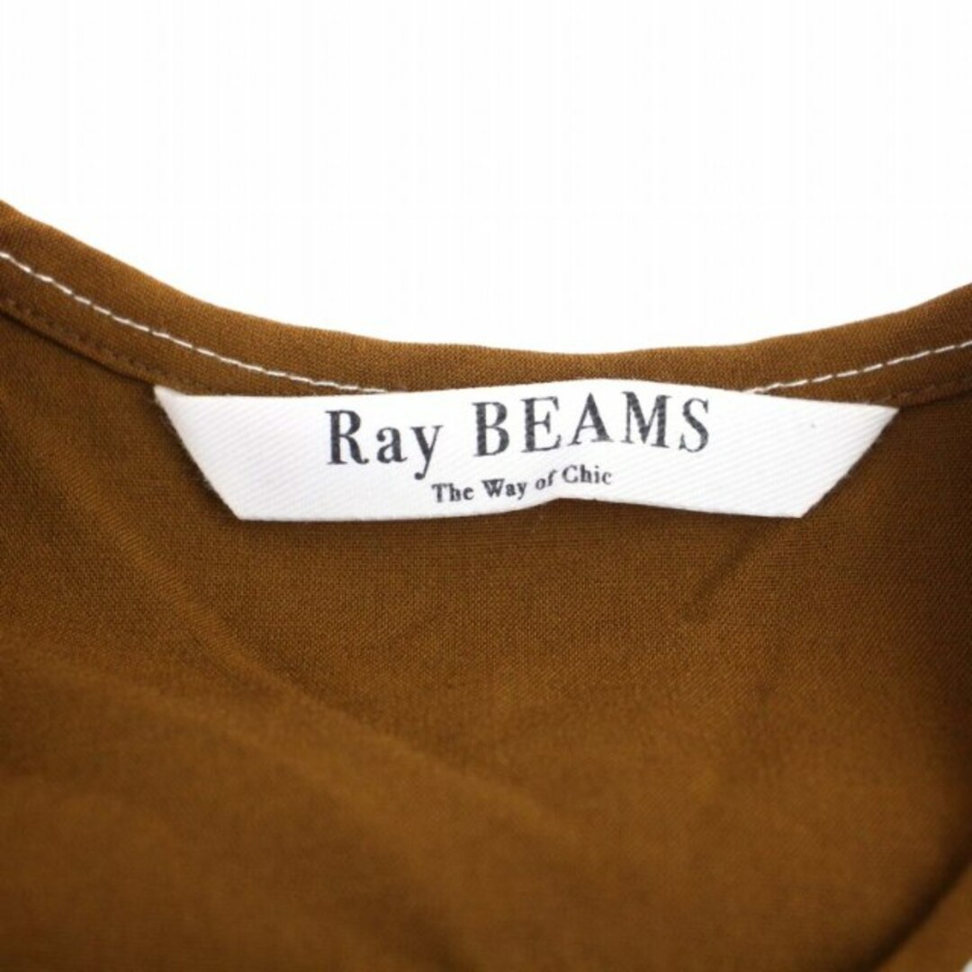 Ray BEAMS(レイビームス)のレイビームス ステッチ ギャザー ワンピース ロング 長袖 クルーネック F 茶 レディースのワンピース(ロングワンピース/マキシワンピース)の商品写真