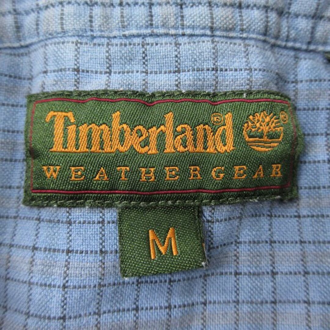 Timberland(ティンバーランド)のL★古着 ティンバーランド 半袖 シャツ メンズ 00年代 00s コットン ボタンダウン 薄紺 ネイビー チェック 23aug07 中古 トップス メンズのトップス(シャツ)の商品写真