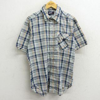 リーバイス(Levi's)のL★古着 リーバイス Levis 半袖 シャツ メンズ 90年代 90s USA製 紺他 ネイビー チェック 23aug07 中古 トップス(シャツ)