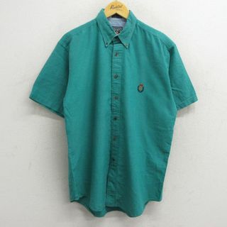 ラルフローレン(Ralph Lauren)のXL★古着 ラルフローレン Ralph Lauren チャップス 半袖 ブランド シャツ メンズ 80年代 80s ワンポイントロゴ コットン ボタンダウン 緑 グリーン 23aug07 中古 トップス(シャツ)