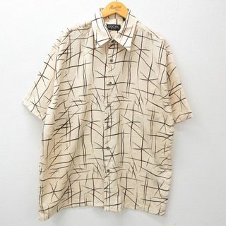 XL★古着 半袖 シャツ メンズ 00年代 00s 大きいサイズ ロング丈 ベージュ系他 カーキ 23aug09 中古 トップス(シャツ)