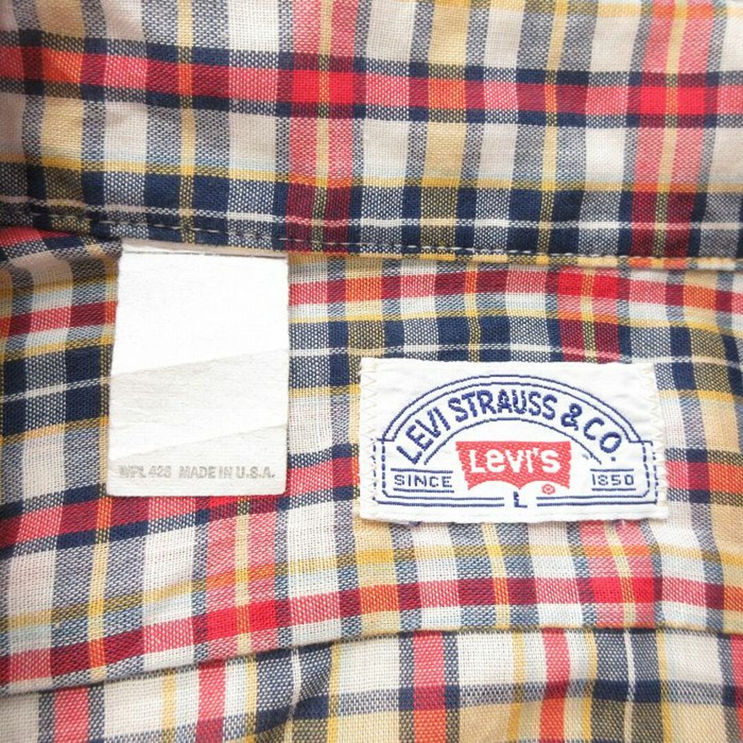 Levi's(リーバイス)のL★古着 リーバイス Levis 半袖 シャツ メンズ 80年代 80s USA製 赤他 レッド チェック 23aug07 中古 トップス メンズのトップス(シャツ)の商品写真