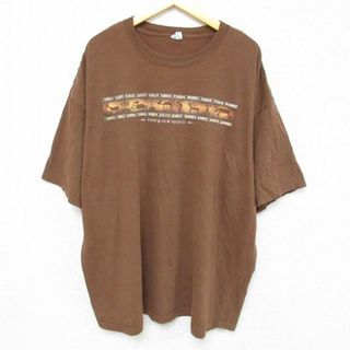 XL★古着 半袖 Tシャツ メンズ ココペリ ホピ族 メキシコ 大きいサイズ コットン クルーネック 茶 ブラウン 23aug08 中古(Tシャツ/カットソー(半袖/袖なし))