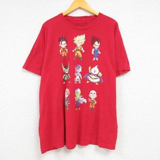 XL★古着 半袖 Tシャツ メンズ アニメ ドラゴンボールZ 孫悟空 コットン クルーネック 赤 レッド 23aug08 中古(Tシャツ/カットソー(半袖/袖なし))