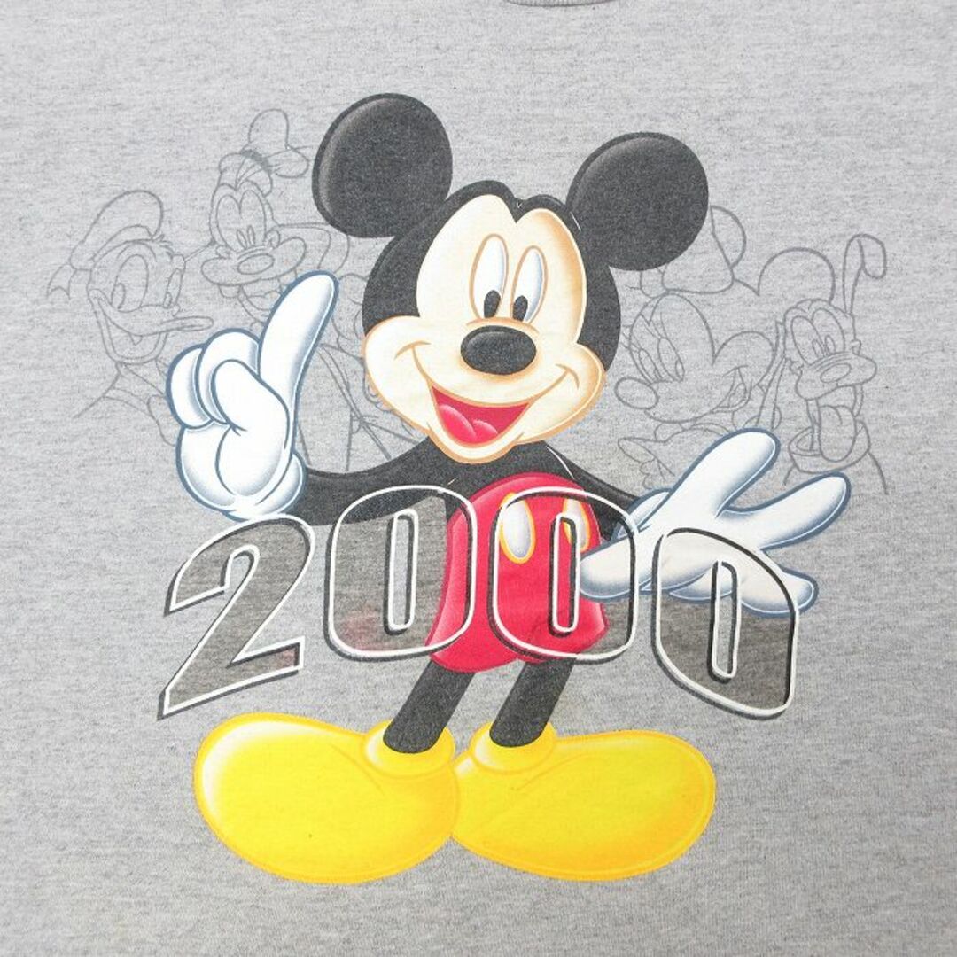 Disney(ディズニー)のXL★古着 半袖 ビンテージ Tシャツ メンズ 00年代 00s ディズニー DISNEY ミッキー MICKEY MOUSE 大きいサイズ クルーネック グレー 霜降り 23aug08 中古 メンズのトップス(Tシャツ/カットソー(半袖/袖なし))の商品写真