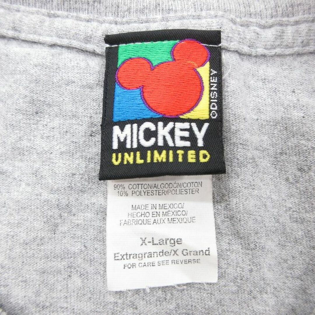 Disney(ディズニー)のXL★古着 半袖 ビンテージ Tシャツ メンズ 00年代 00s ディズニー DISNEY ミッキー MICKEY MOUSE 大きいサイズ クルーネック グレー 霜降り 23aug08 中古 メンズのトップス(Tシャツ/カットソー(半袖/袖なし))の商品写真