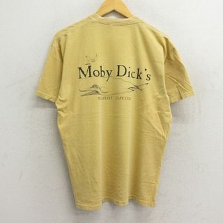 XL★古着 半袖 ビンテージ Tシャツ メンズ 00年代 00s クジラ Moby Dicks コットン クルーネック 黄系 イエロー 23aug08 中古(Tシャツ/カットソー(半袖/袖なし))