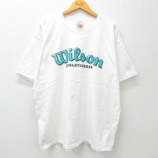 ウィルソン(wilson)のXL★古着 ウィルソン 半袖 ビンテージ Tシャツ メンズ 00年代 00s ビッグロゴ 大きいサイズ コットン クルーネック 白 ホワイト 23aug08 中古(Tシャツ/カットソー(半袖/袖なし))