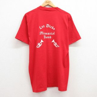 L★古着 半袖 ビンテージ Tシャツ メンズ 80年代 80s メモリアルバンド トランペット クルーネック USA製 赤 レッド 23aug08 中古(Tシャツ/カットソー(半袖/袖なし))