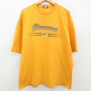 XL★古着 半袖 ビンテージ Tシャツ メンズ 00年代 00s ミズーリ トラ 大きいサイズ コットン クルーネック 黄 イエロー 23aug07 中古(Tシャツ/カットソー(半袖/袖なし))