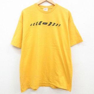 リーボック(Reebok)のXL★古着 リーボック REEBOK 半袖 ビンテージ Tシャツ メンズ 00年代 00s ビッグロゴ 大きいサイズ コットン クルーネック 黄 イエロー 23aug07 中古(Tシャツ/カットソー(半袖/袖なし))