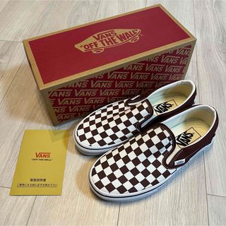 ヴァンズ(VANS)の【新品】VANS スリッポン チェッカーボード チョコレート ブラウン 24cm(スリッポン/モカシン)