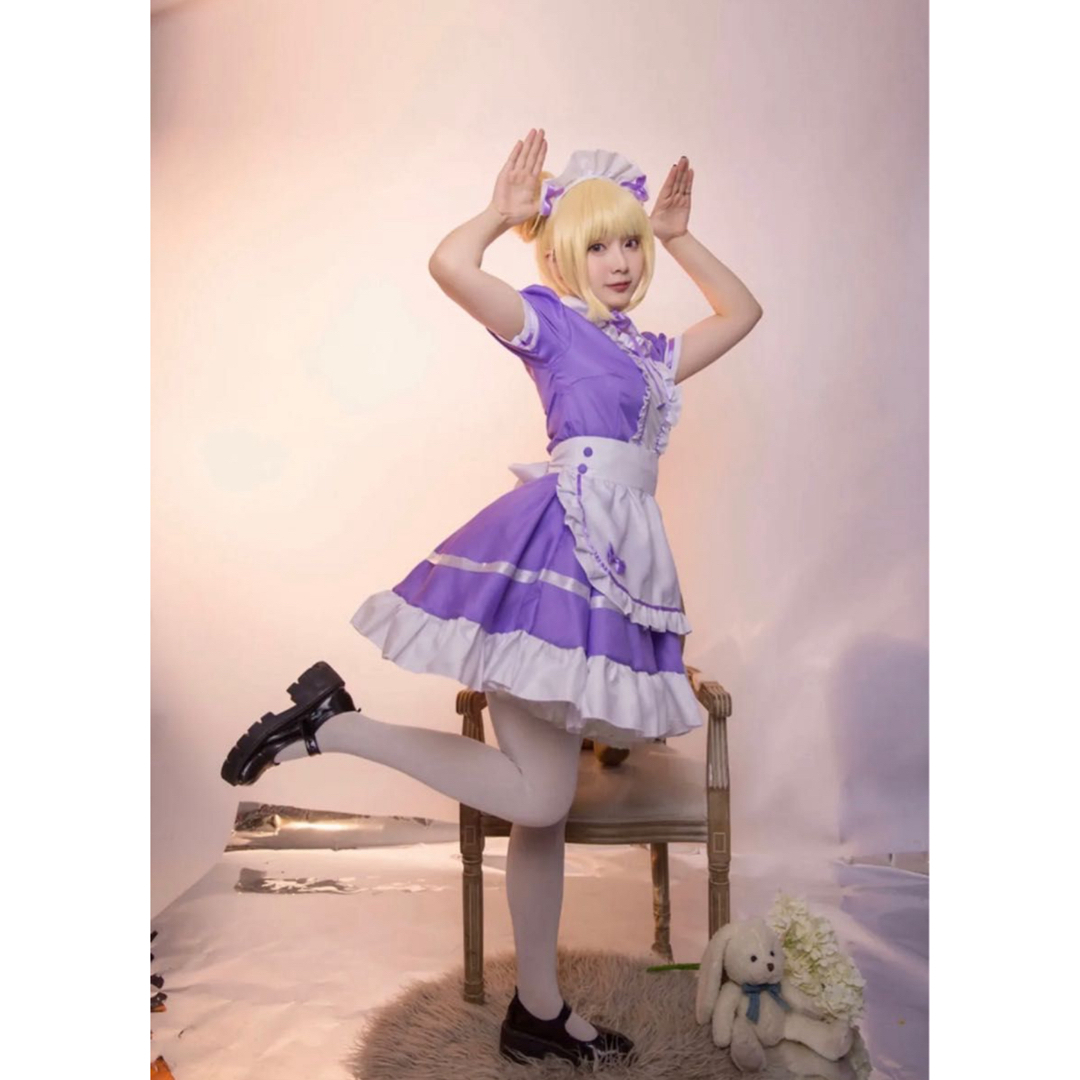 大人気メイド服コスプレ　ロリータ　4点セット　可愛い　フリル　S エンタメ/ホビーのコスプレ(衣装)の商品写真